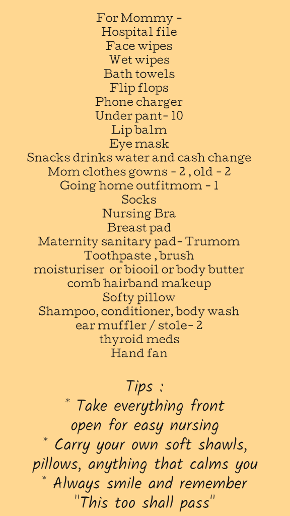 Hospital Bag checklist for pregnant women