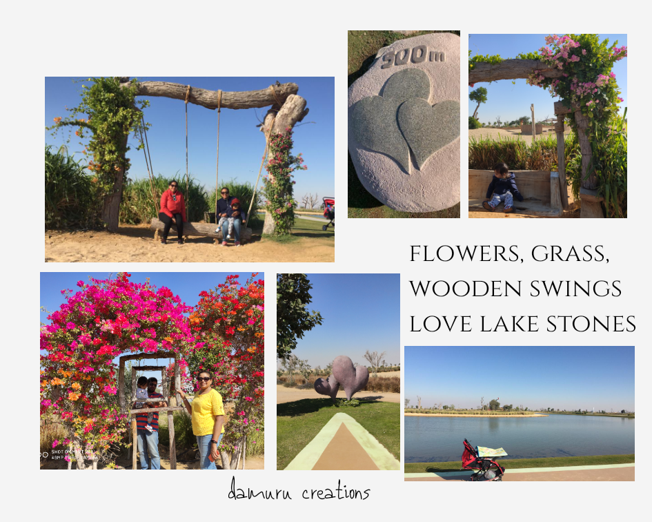 beautiful flower swings and frames at love lake
