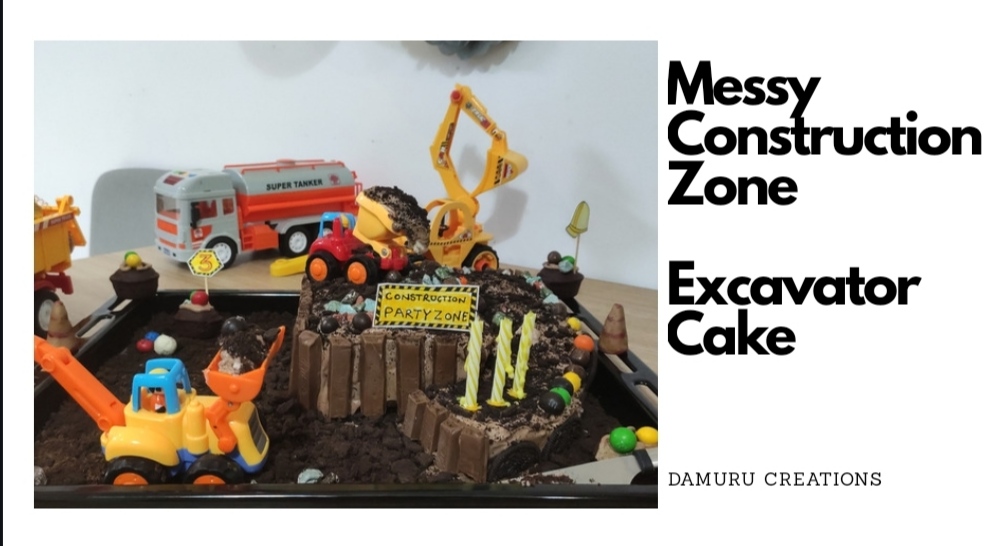 Messy-construction-theme-excavator-cake